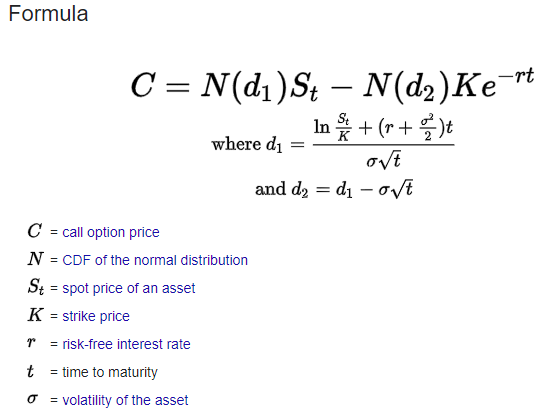 Black and scholes to calculate VIX